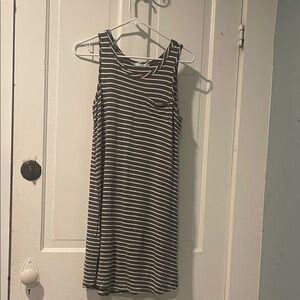 Casual Black and White Striped Mini Dress
